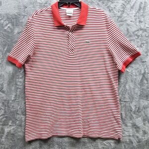 Lacoste Men's XL Classic Fit Polo Shirt Red White Knit Preppy 100% Cotton *FLAW